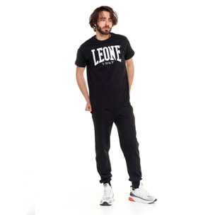 Camiseta de manga corta de algodón elástico con gran logo Leone Basic
