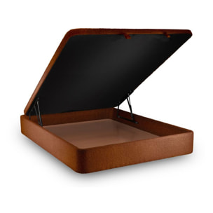 Lit coffre avec tête de lit capitonnée bouclette