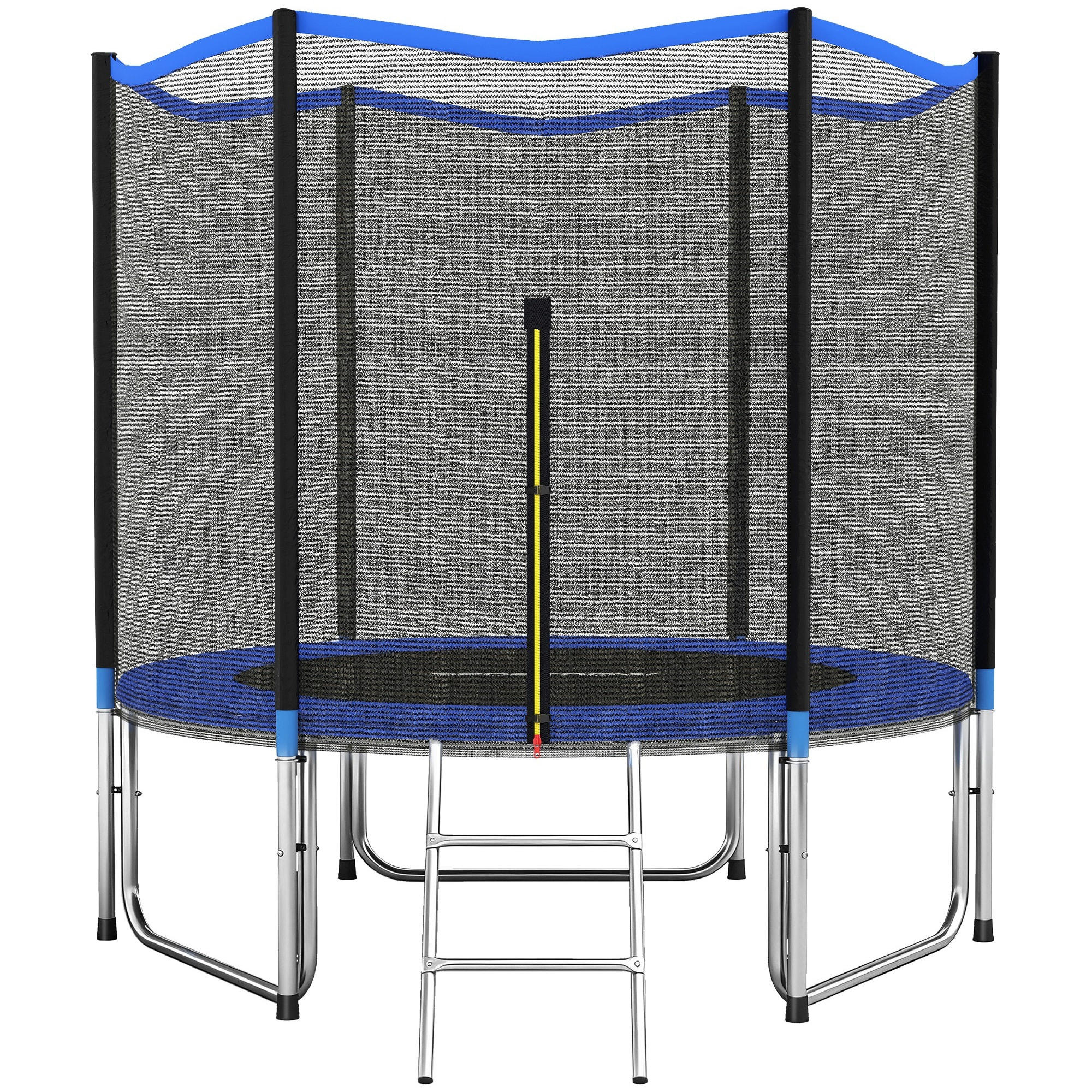 Cama Elástica para Niños Exterior Ø305 cm, Trampolín para Niños de +6 Años con Red de Seguridad, Escalera, Acolchado de Muelles y Marco de Acero Galvanizado, Carga 120 kg