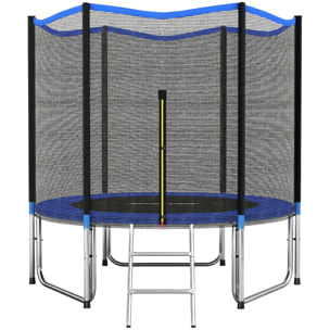 Cama Elástica para Niños Exterior Ø305 cm, Trampolín para Niños de +6 Años con Red de Seguridad, Escalera, Acolchado de Muelles y Marco de Acero Galvanizado, Carga 120 kg