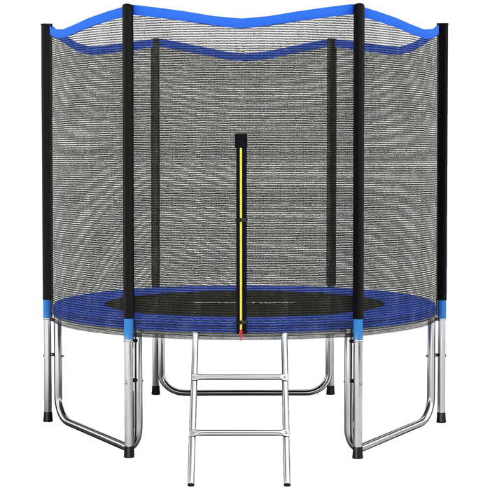 Cama Elástica para Niños Exterior Ø305 cm, Trampolín para Niños de +6 Años con Red de Seguridad, Escalera, Acolchado de Muelles y Marco de Acero Galvanizado, Carga 120 kg