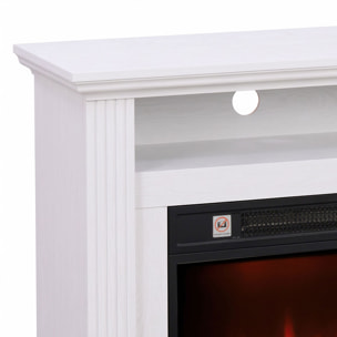 Cheminée électrique style montagnard aspect bois - niche, télécommande, timer - max. 1800W - blanc