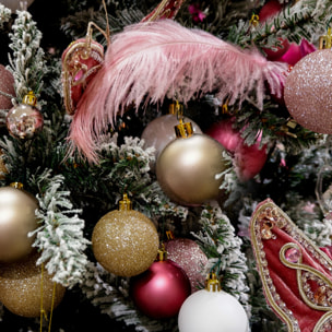 set de 35 bolas de navidad de 6cm con 5 diseños diferentes en relieve color champagne