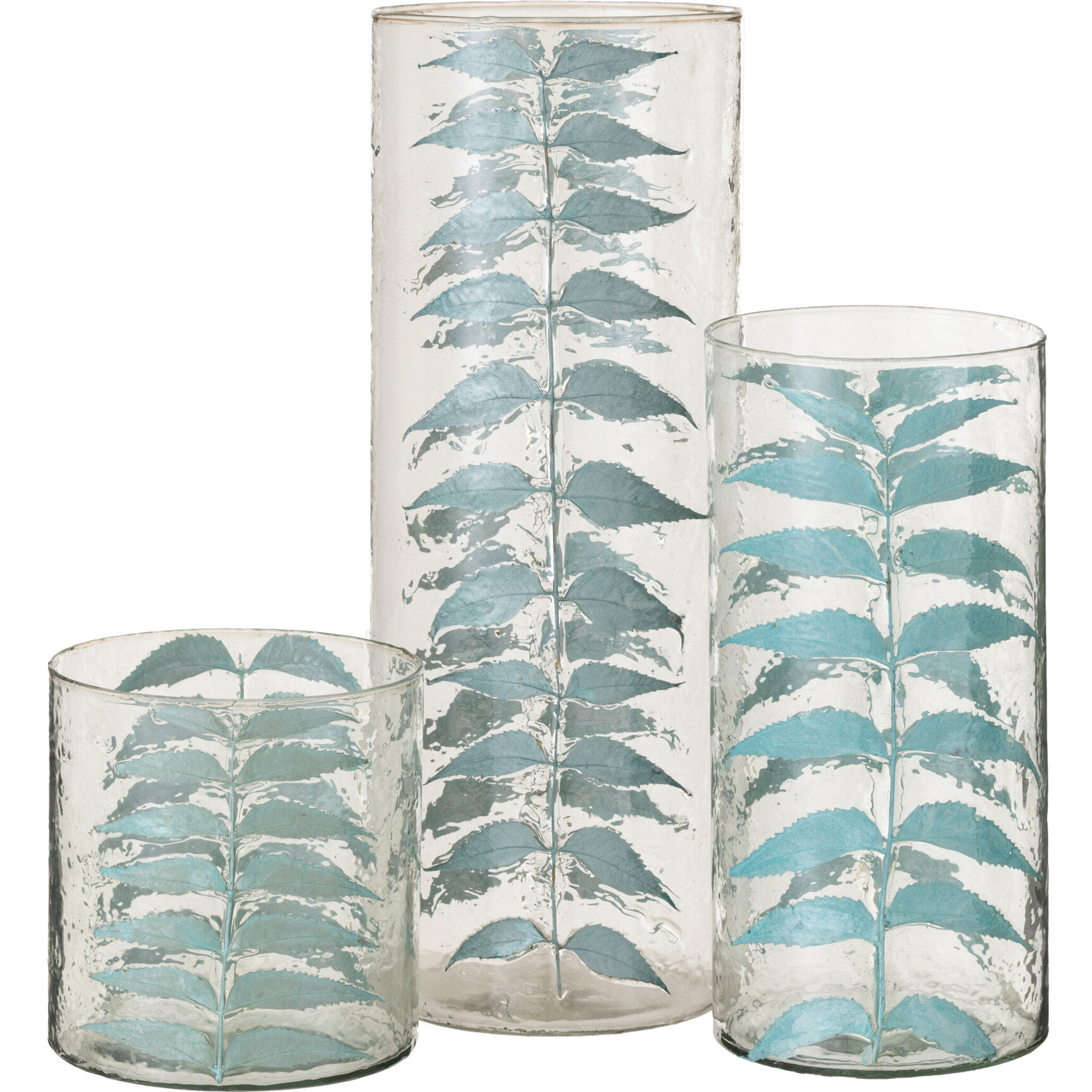 J-Line Vase Bleu Feuille Verre Large