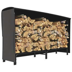 Outsunny Estante de Leña con Funda Oxford 600D, Leñero Exterior Metálico Robusto, Longitud Ajustable, Carga 200 kg, para Interior y Exterior, Jardín, Terraza, 180x36x99 cm, Negro