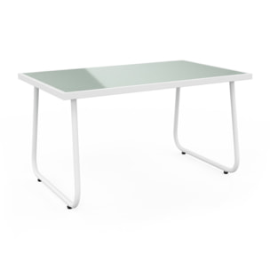 Salon de jardin 4 places en textilène blanc et beige