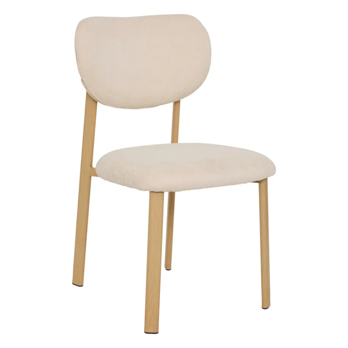 Lot de 2 Chaise tissu Decia beige pieds imitation hêtre