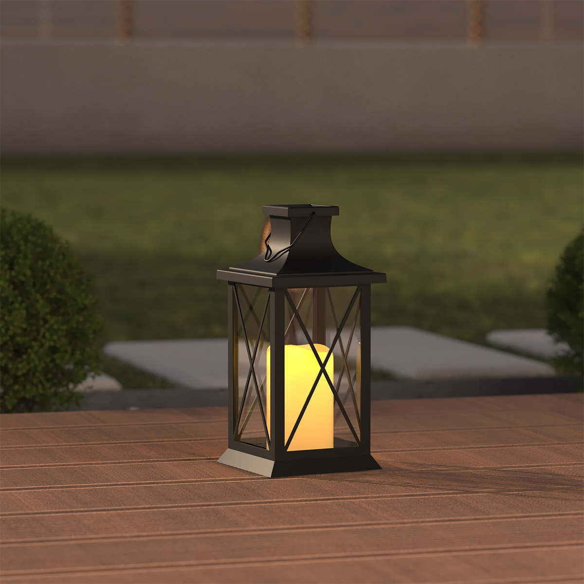 Lanterne solaire noir H28cm