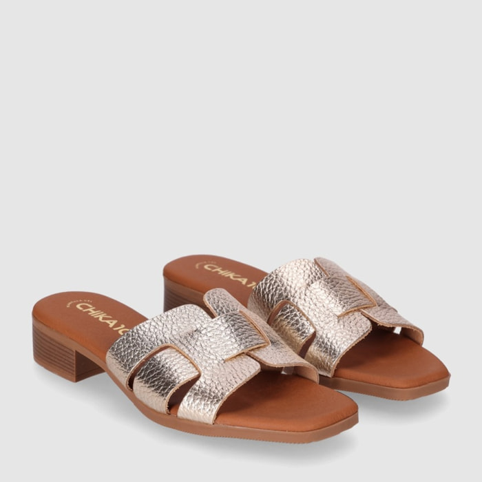 Sandalias de Piel - Platino - Tacón: 3 cm