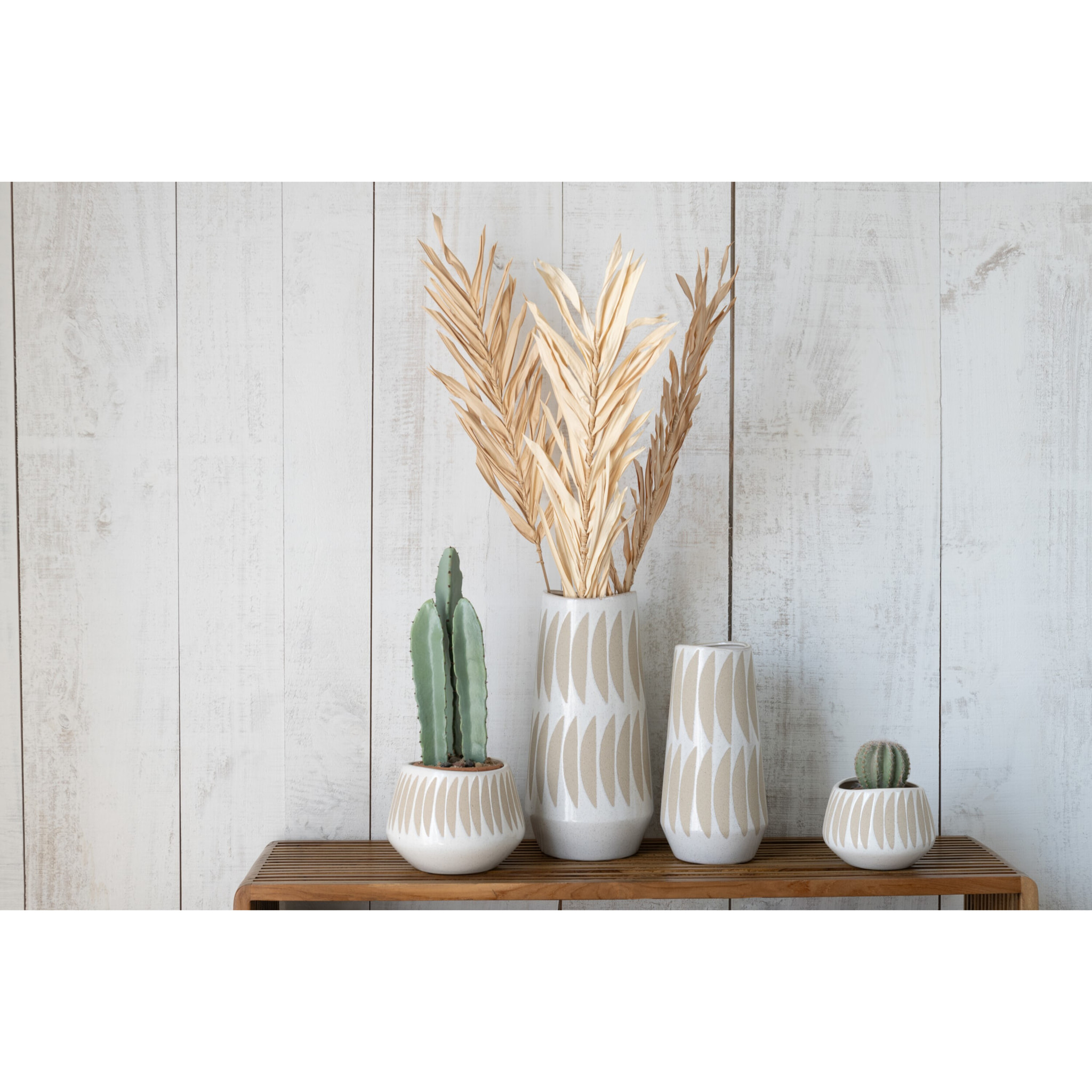 J-Line vase Kai - céramique - blanc/beige - small