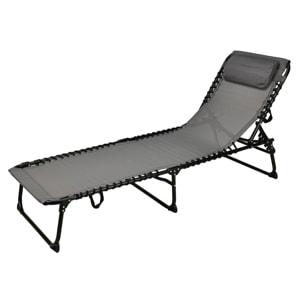 Well Home Tumbona de camping 190x60x30cm Acero Textilene 2x1 negro / gris oscuro hasta 110kg