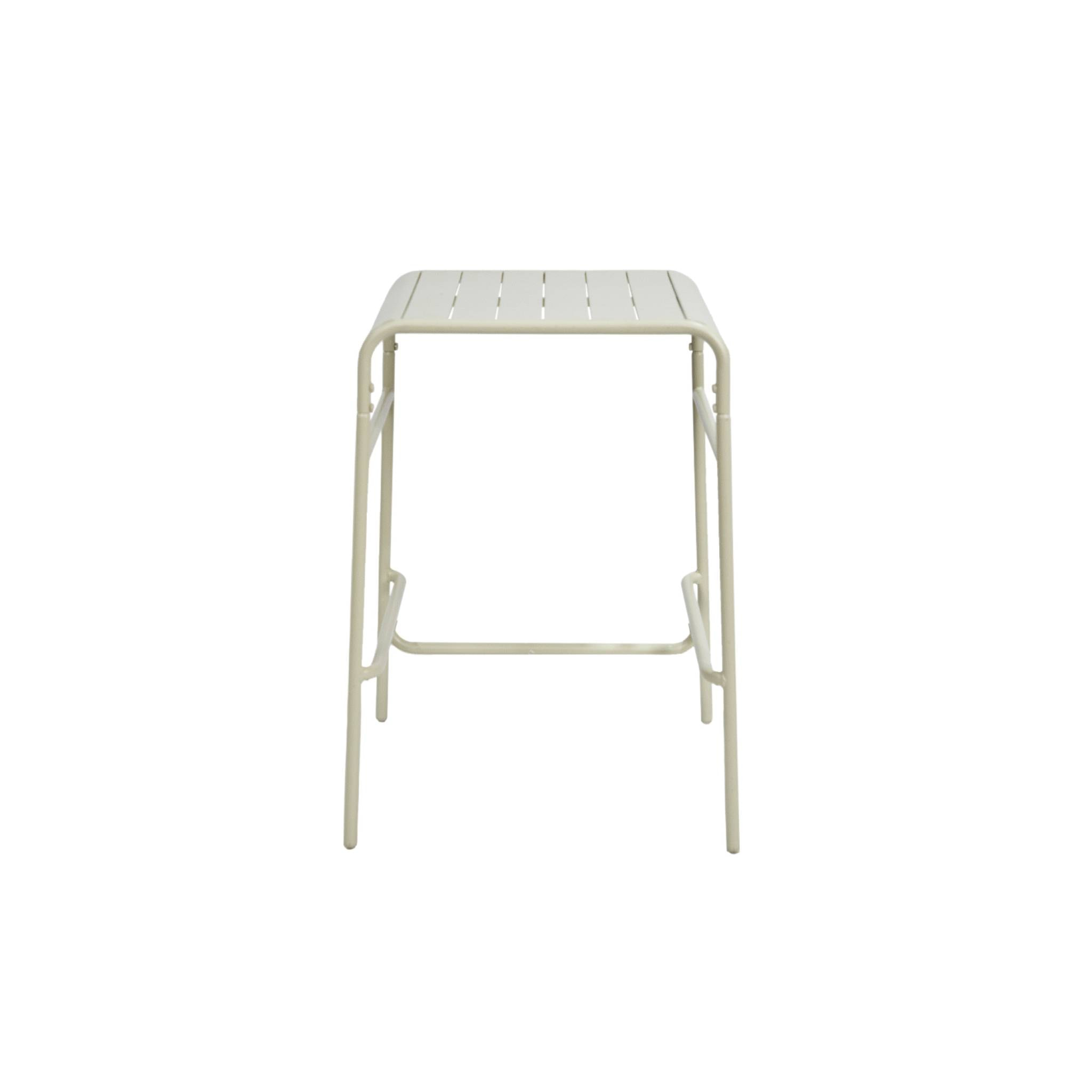 Table haute de jardin métal 2 places. beige. 70 x 70 x 95cm