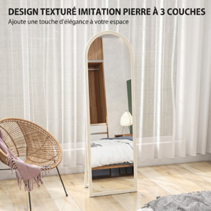 Miroir sur pied et mural pleine longueur 50 x 160 cm cadre pied effet pierre blanc