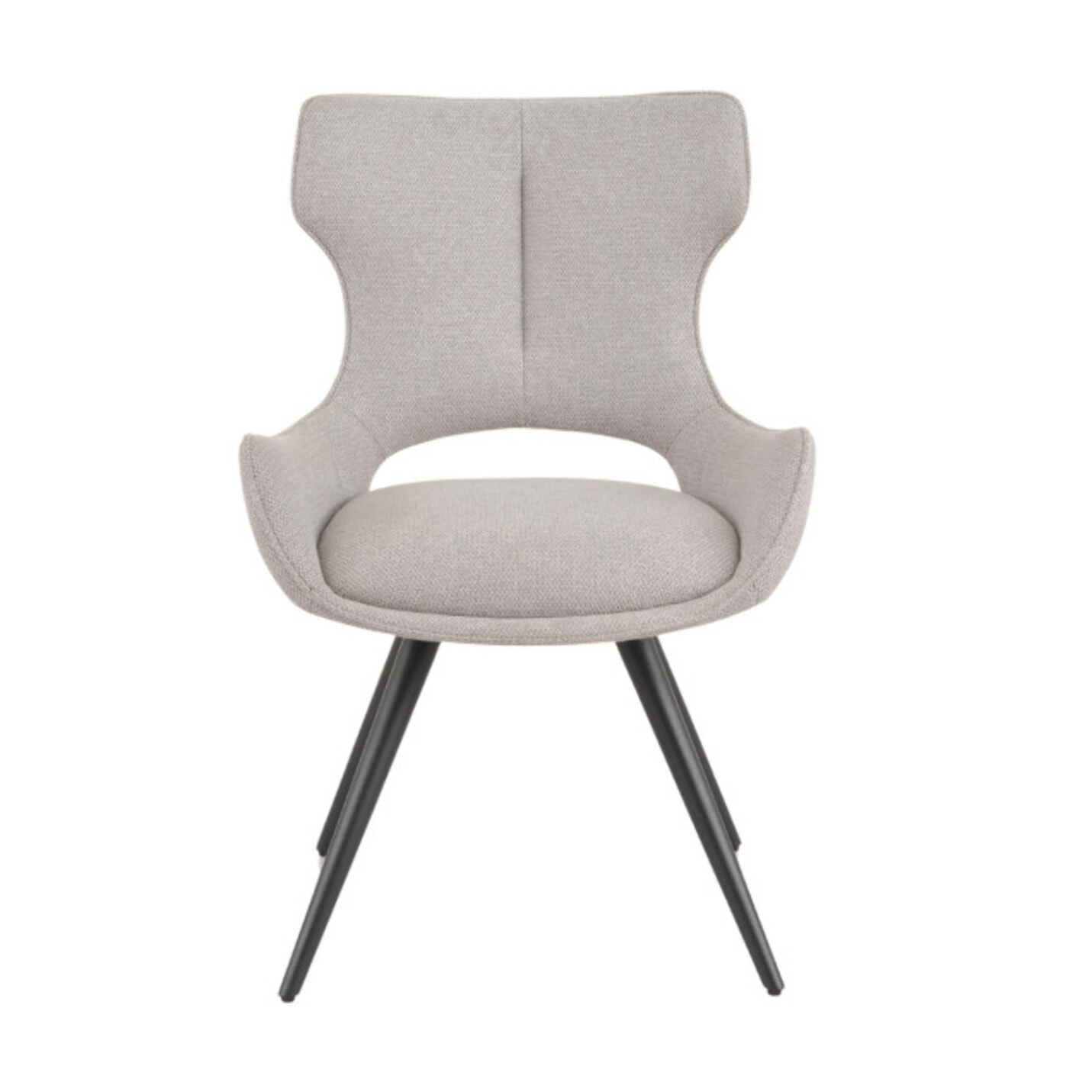 Chaise rotative 180° en tissu doux et pieds en métal noir - SUZIE