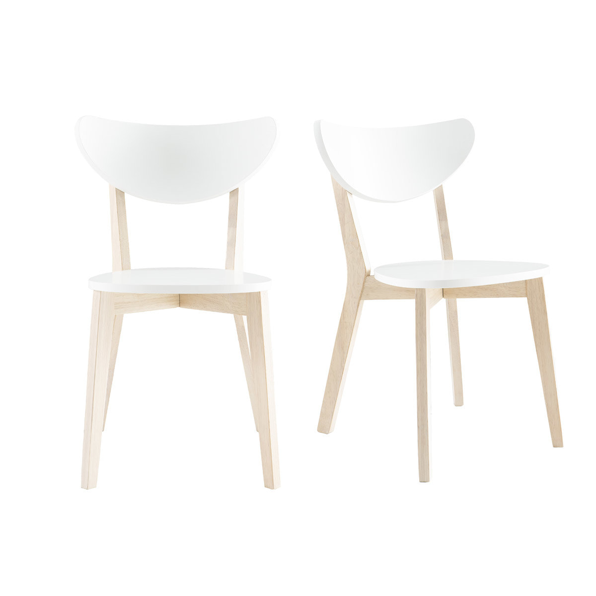 Chaises scandinaves blanc et bois clair (lot de 2) LEENA