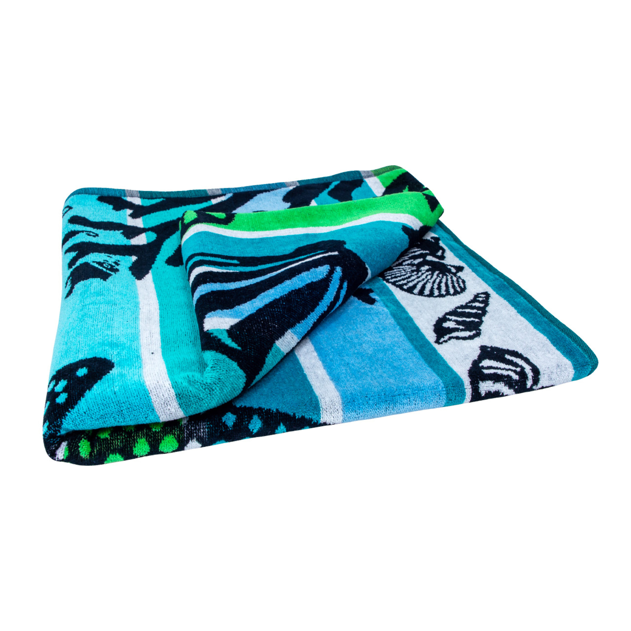 Telo Mare Spugna Jacquard Spiaggia Disegno Reef