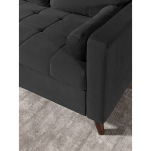 POLAR - Canapé d'angle réversible convertible - en velours au design scandinave - 4 places - Gris foncé