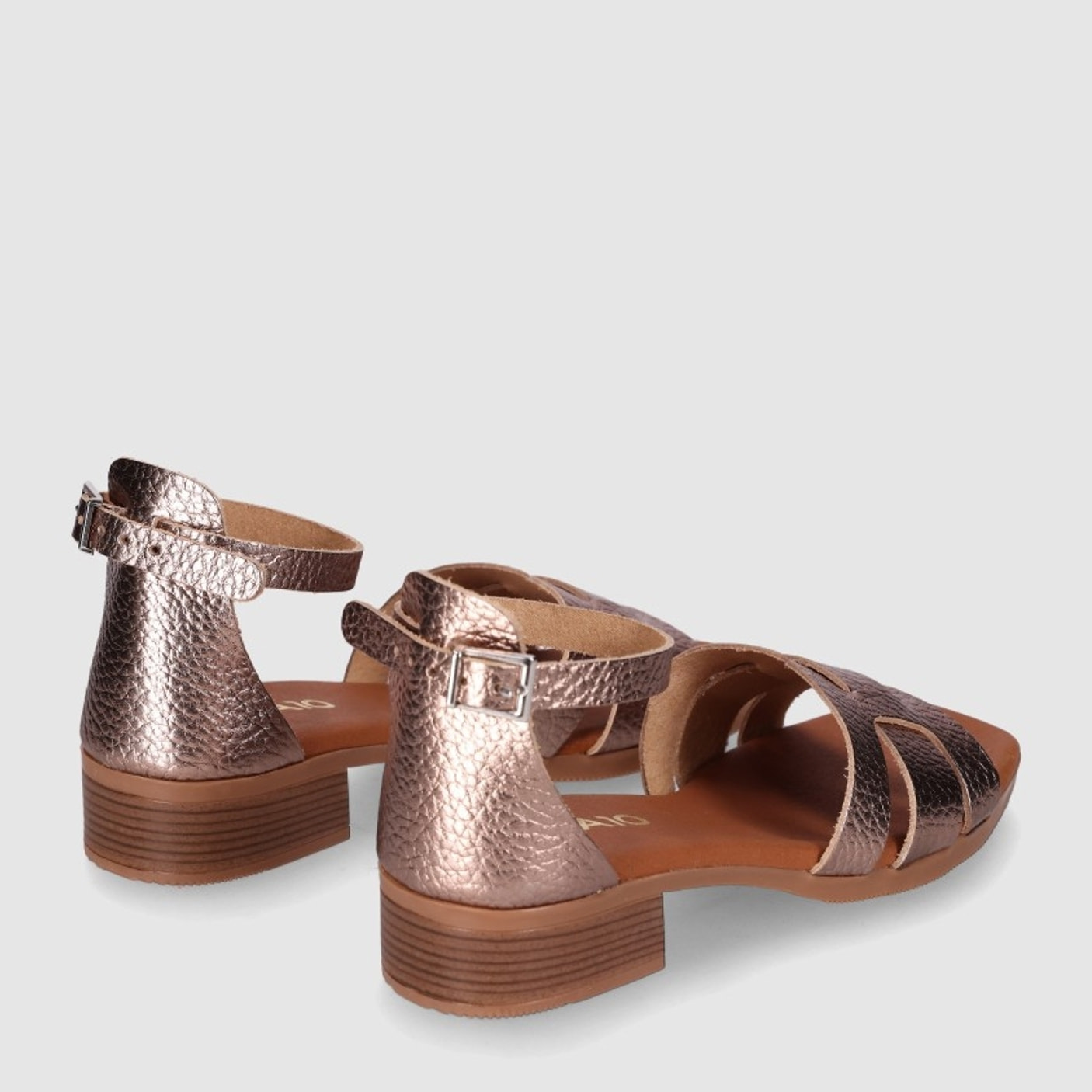 Sandalias de Piel - Bronce - Tacón: 3 cm