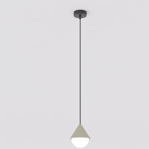 Lampada a sospensione Giro in acciaio nero e vetro