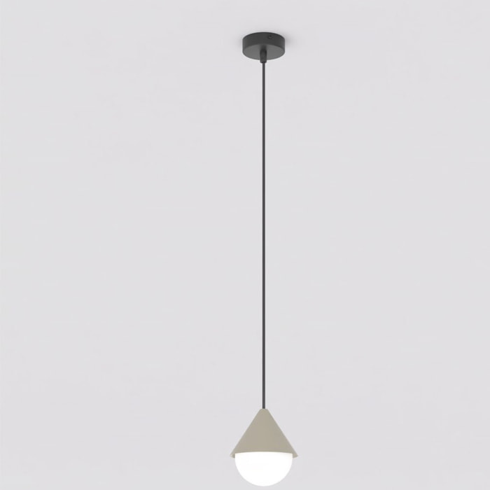 Lampada a sospensione Giro in acciaio nero e vetro