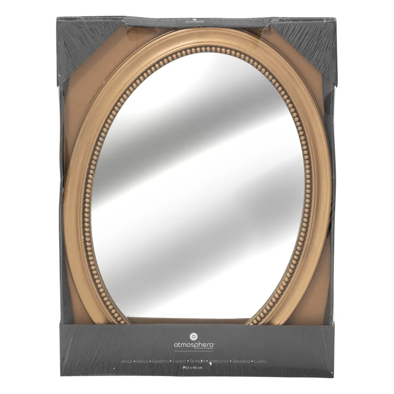 Miroir rond moulure "Victoria" 53x40cm or