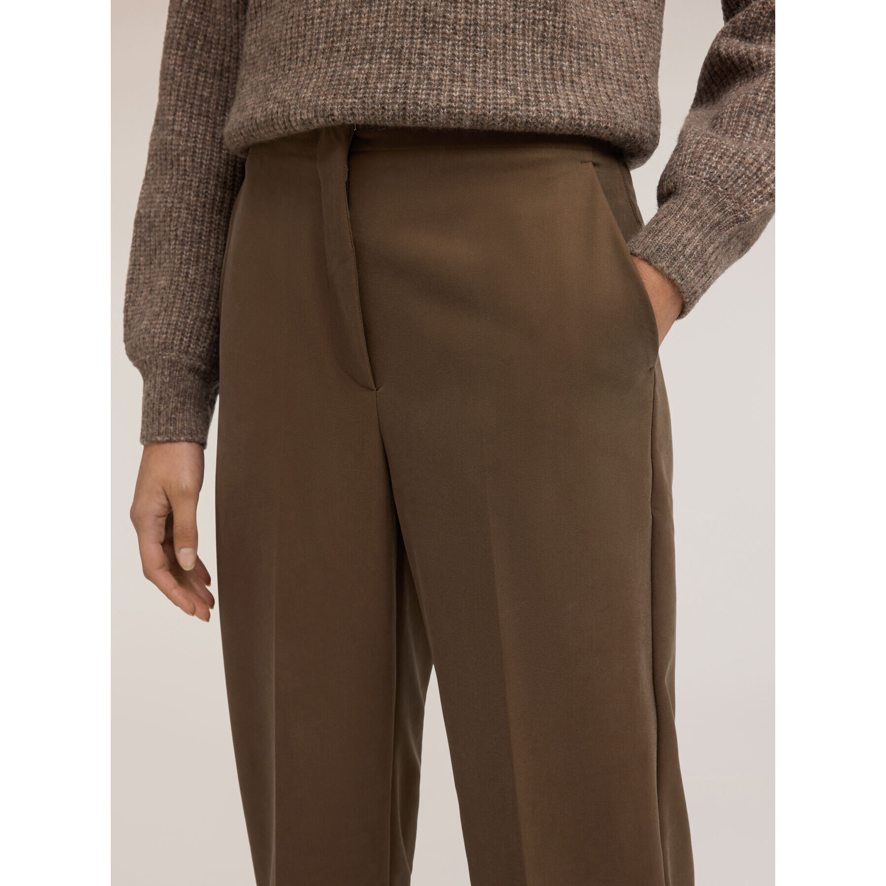 Motivi - Pantalones cropped de gabardina - Verde militare