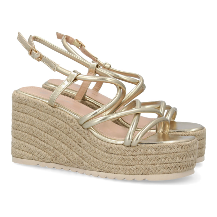 Sandalias de cuña de yute para mujer, comodas y elegantes diseño moderno con tiras cruzadas