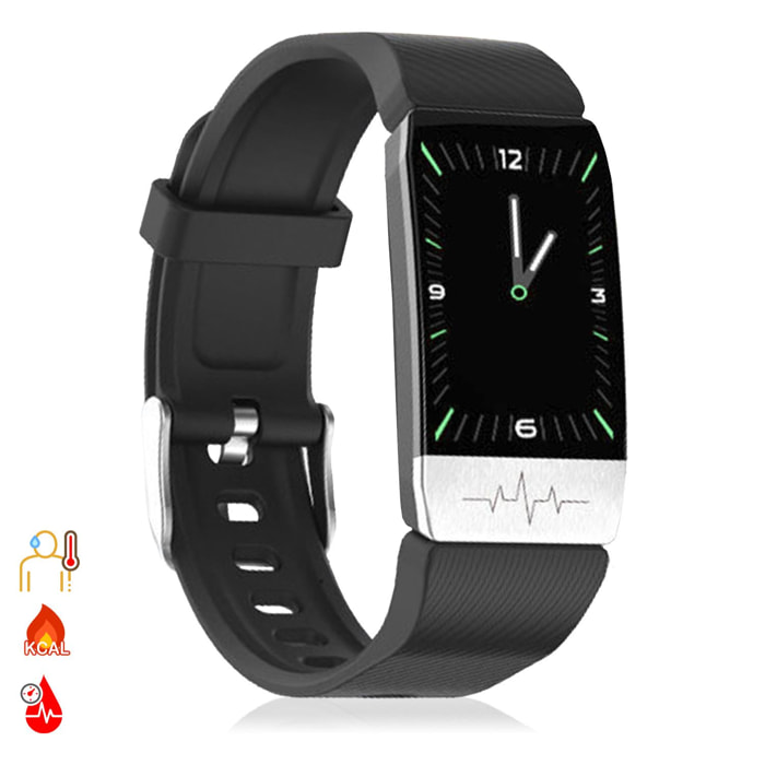 Pulsera inteligente F112 con medición de temperatura corporal, electrocardiograma, tensión y O2 en sangre