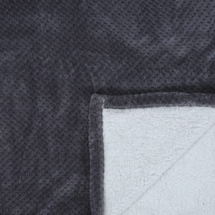 Plaid - HOME DECO FACTORY - Nid Abeille - Sherpa - Gris - 180 x 220 cm