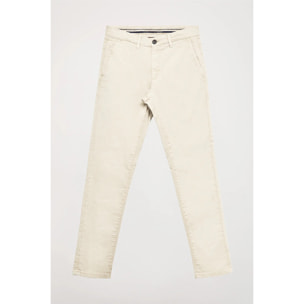 Pantaloni casual beige in cotone elasticizzato con particolari Polo Club