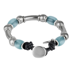 Pulsera plata resina zamak Liss aguamarina