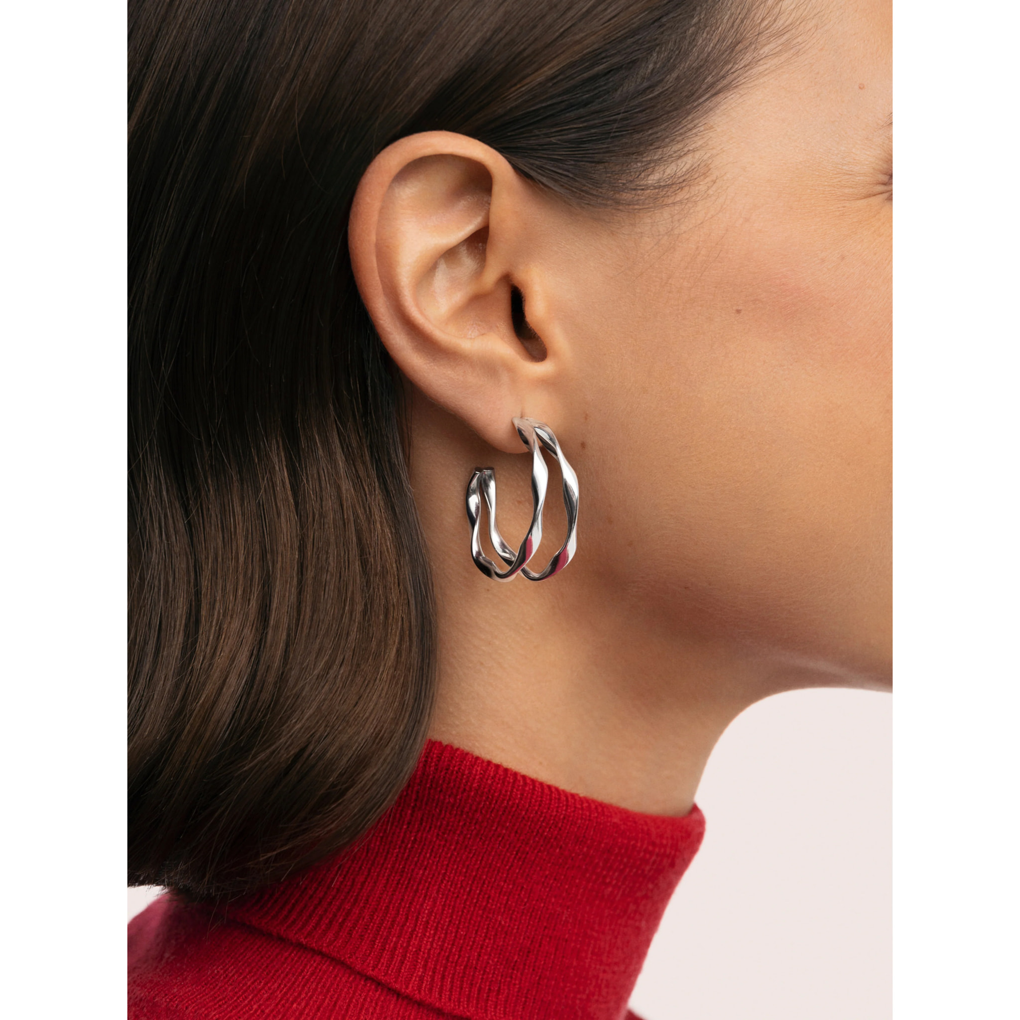 Pendientes Doble Organic River Acero