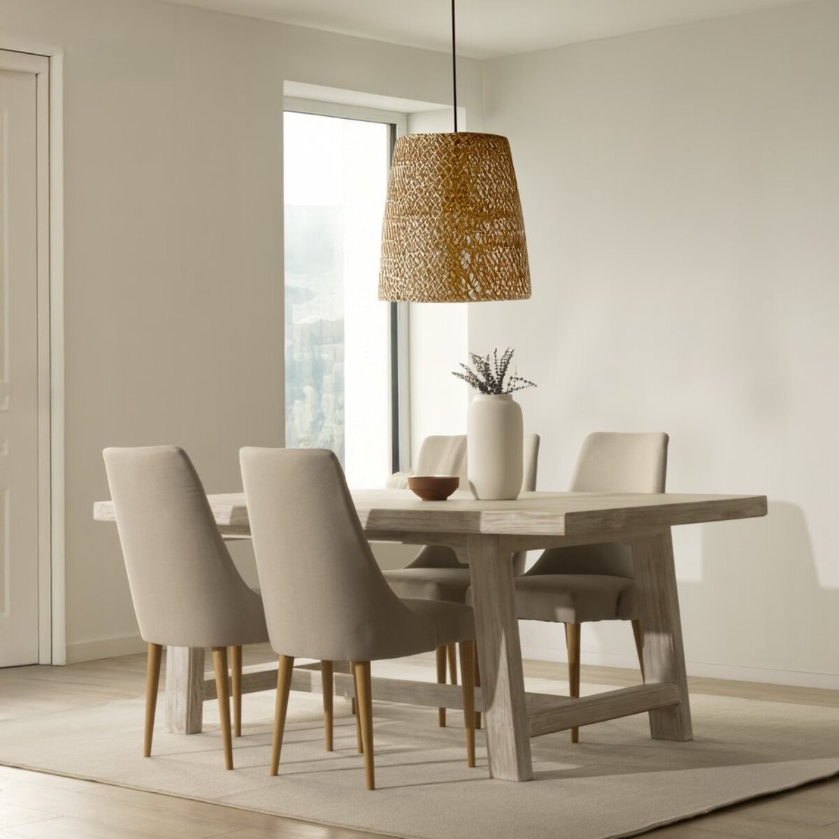 Table à manger Oblak -bois massif d'araucaria-couleur blanc shabby 200 x 75 x 100 cm