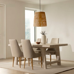 Table à manger Oblak -bois massif d'araucaria-couleur blanc shabby 200 x 75 x 100 cm