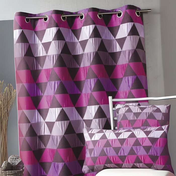 Rideau ameublement Jacquard 'triangles' - Prune