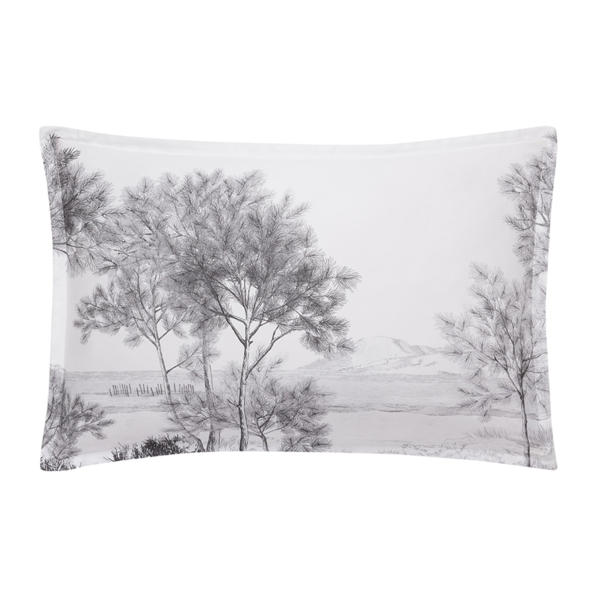 Taie d'oreiller imprimée en satin de coton bio, DUNE, noir et blanc