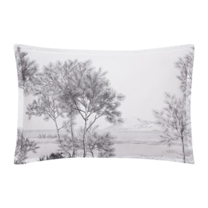 Taie d'oreiller imprimée en satin de coton bio, DUNE, noir et blanc