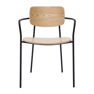 Chaises en bois clair chêne et métal noir (lot de 2) SUSAN