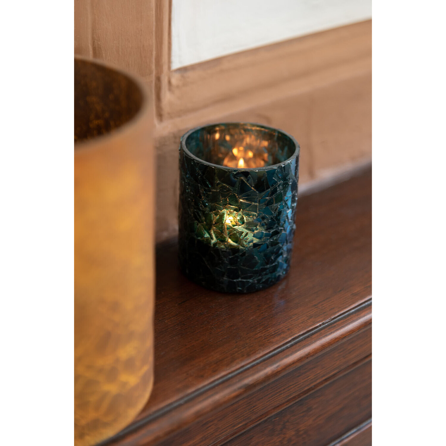J-Line photophore Paillettes - verre - bleu - 3 pcs