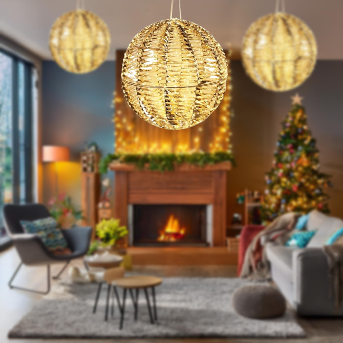 decoración en forma de bola luminosa color oro brillante con 960 luces micro led 50cm