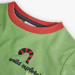 Camiseta niÃ±o estampada, mangas largas, verde, 328014-4678