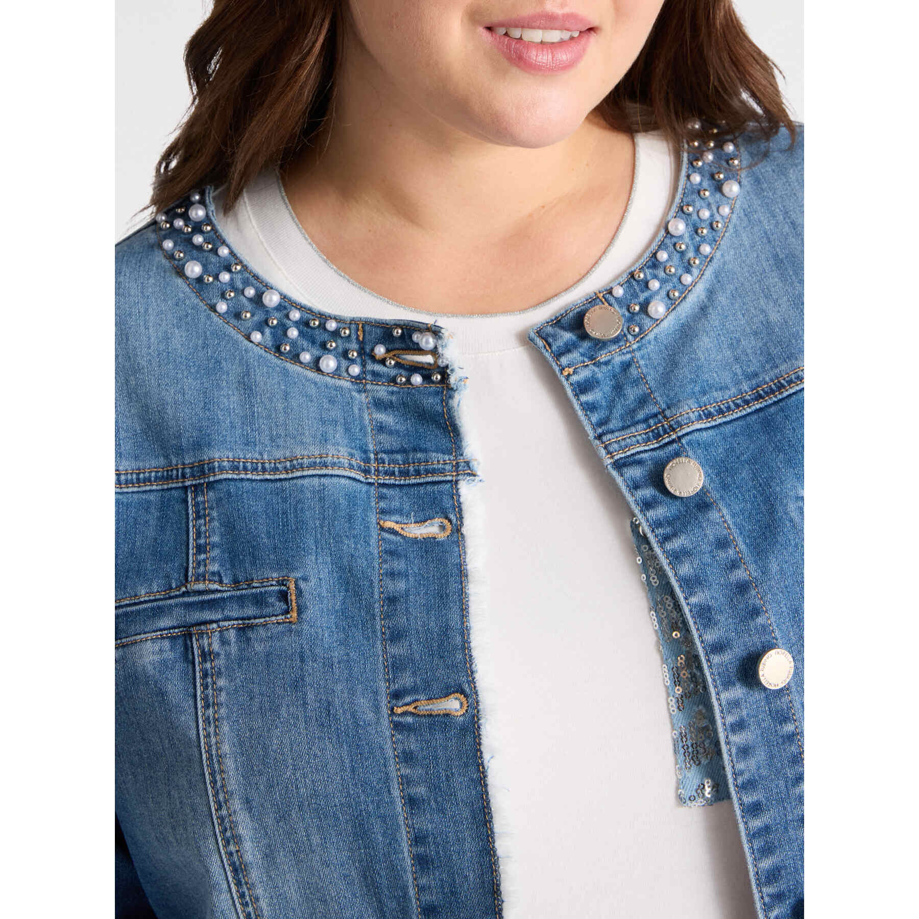 Fiorella Rubino - Chaqueta vaquera bordada - Light - blue