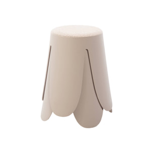 Set de 2 tabourets empilables beige. bouclette texturée. NIKI. Ø30 / 44 x H46cm