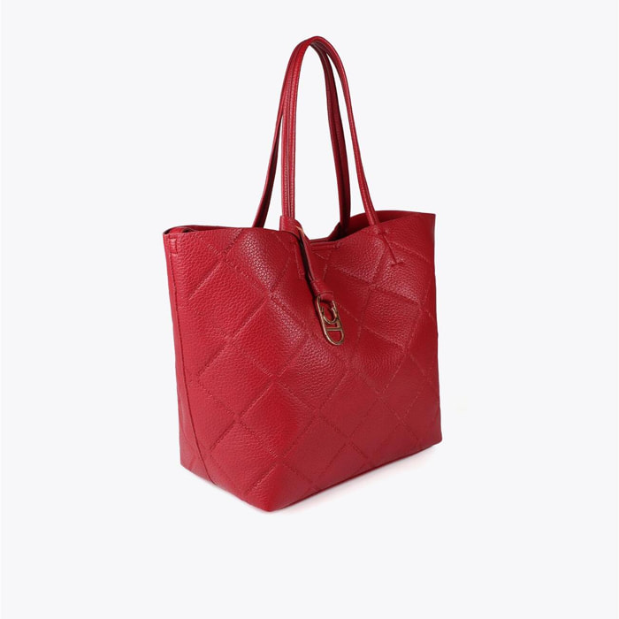 Shopper effetto pelle monogramma con logo ovale pendente