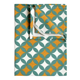 Torchons de cuisine motifs graphiques en coton - Vert