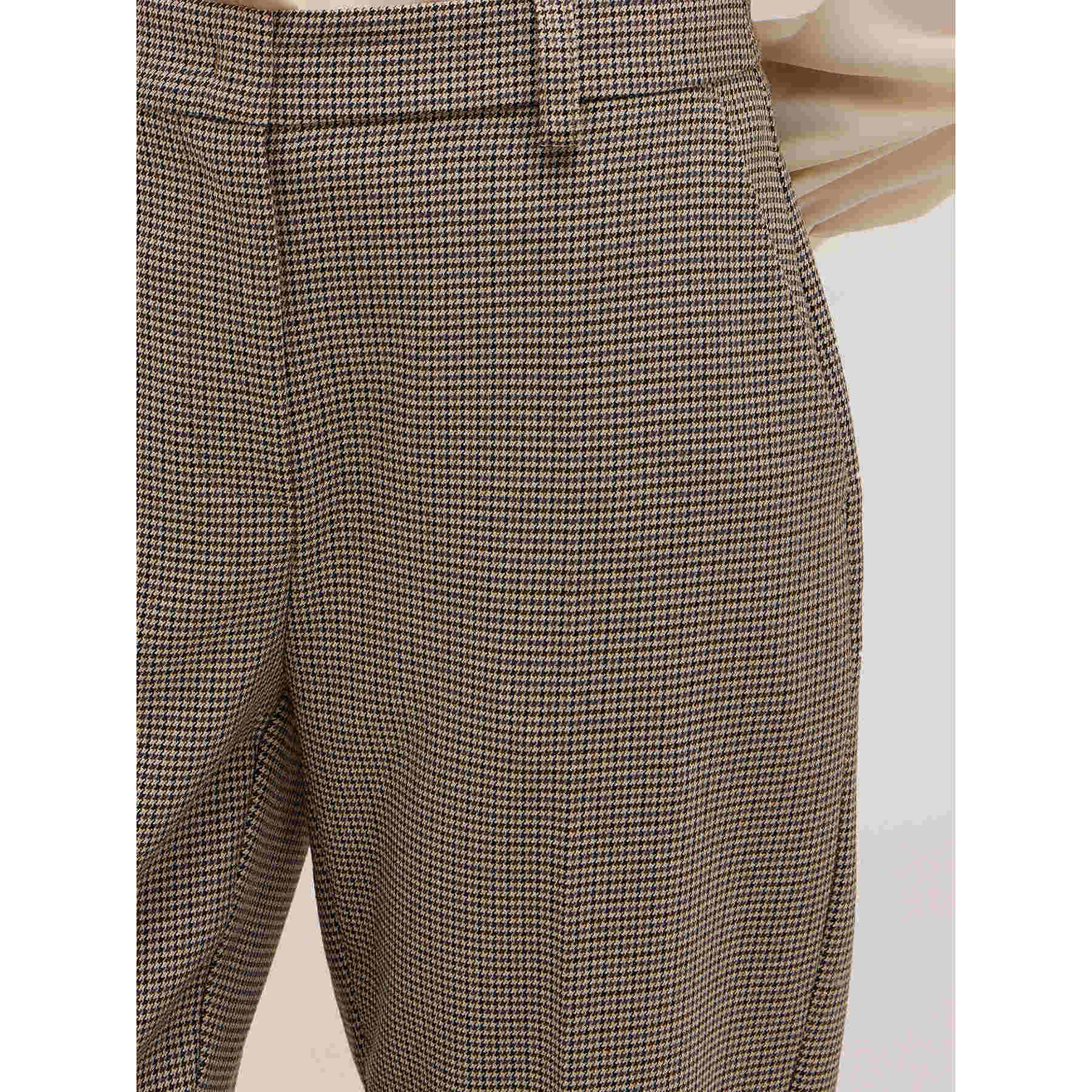 Motivi - Pantaloni regular con risvolto fantasia check - Beige