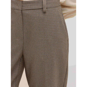 Motivi - Pantaloni regular con risvolto fantasia check - Beige