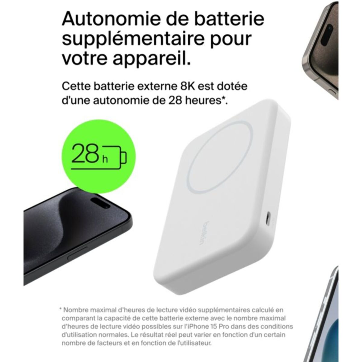 Batterie externe BELKIN 8000 mAh 15W MagSafe avec support