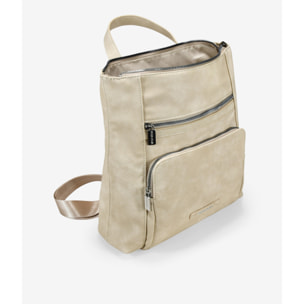 Mochila beige con cremalleras metálicas