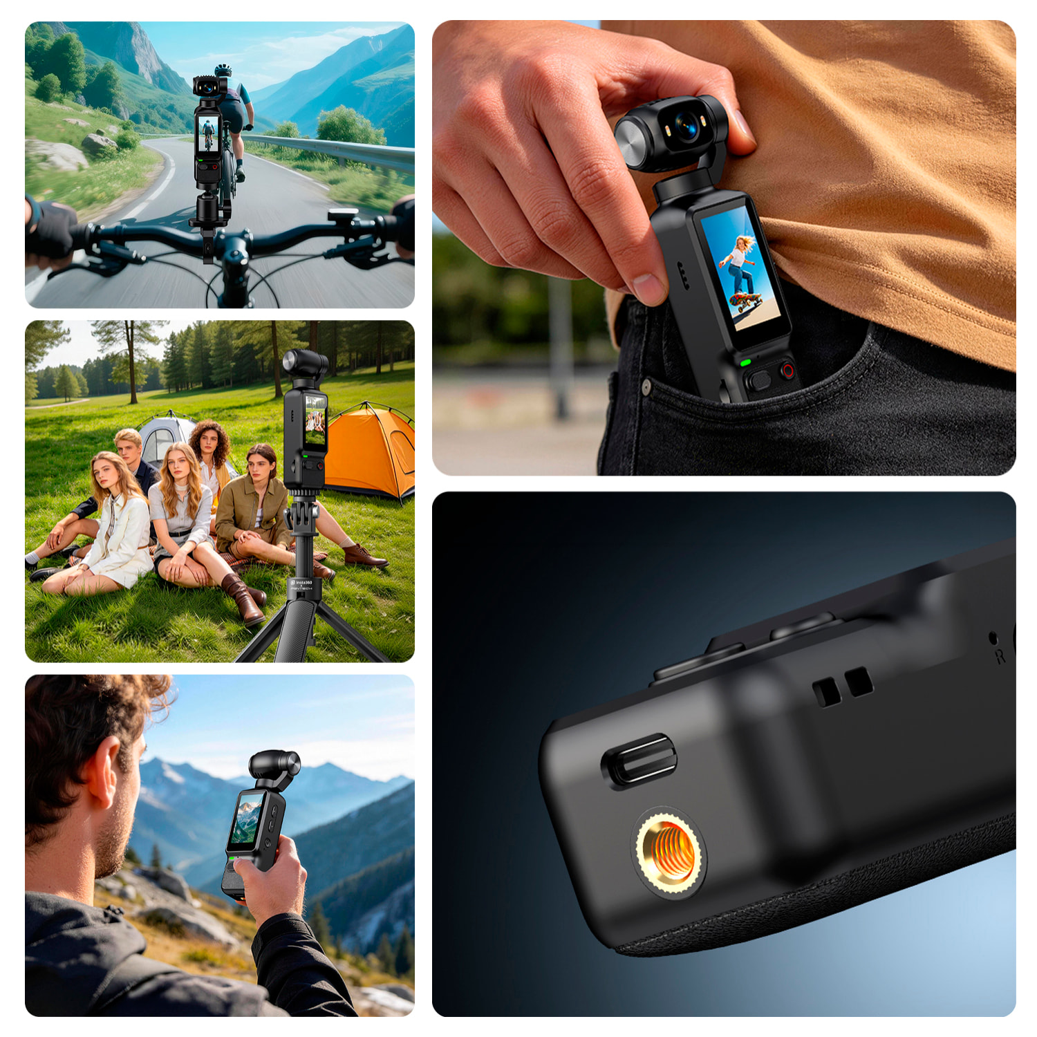 Cámara deportiva LK-032 de 48MPX con giro 180°, pantalla HD 1,97” ideal para fotos y vídeos en FHD, con grabación en ciclo y linterna. Incluye trípode y lanyard de muñeca.